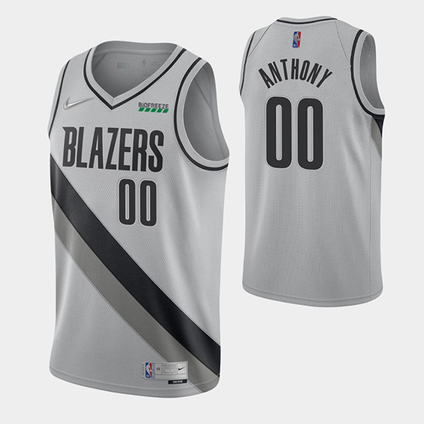 Men's Portland Trail Blazers #00 Carmelo Anthony Grey Stitched NBA Jersey
